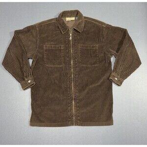 Vintage 90s EXP Express Corduroy Jacket Full Zip Brown Wide Wale Hong Kong M